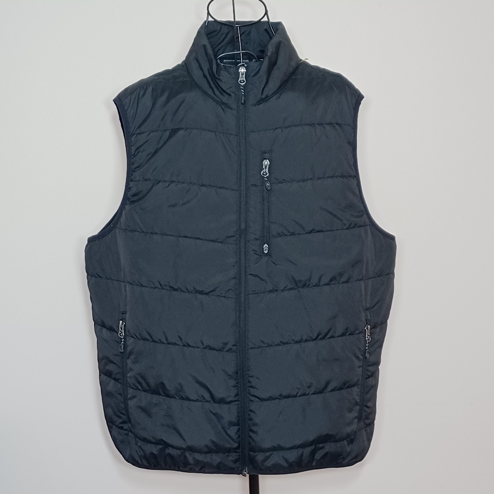 Free Country Black Quilted Puffer Vest - Sleeveless Zip Front